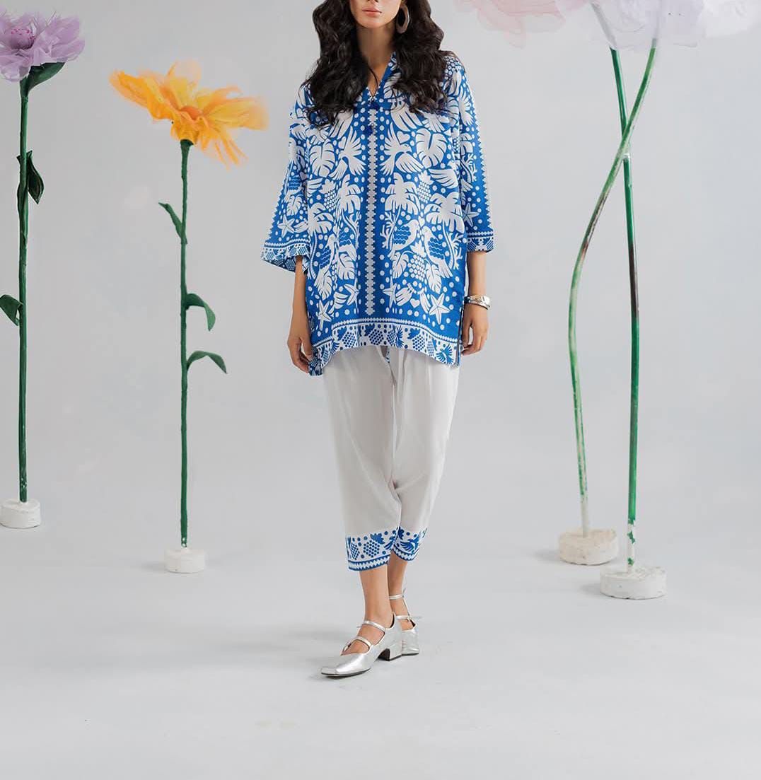 Stitched 2 Piece Printed Shirt & Printed Trouser - Design 16